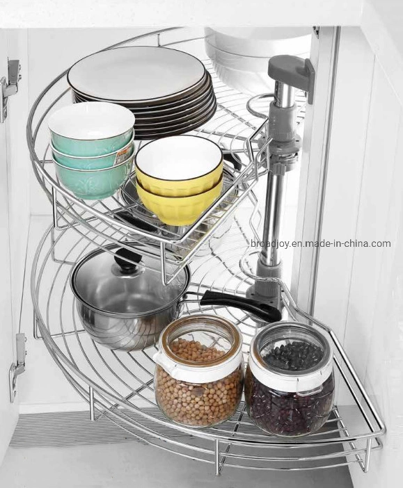 Hot Selling Kitchen Cabinet Iron Powder Blind Corner Shelves Soft-Closing Swing Tray Basket Base Unit High Quality Kitchen Accessories